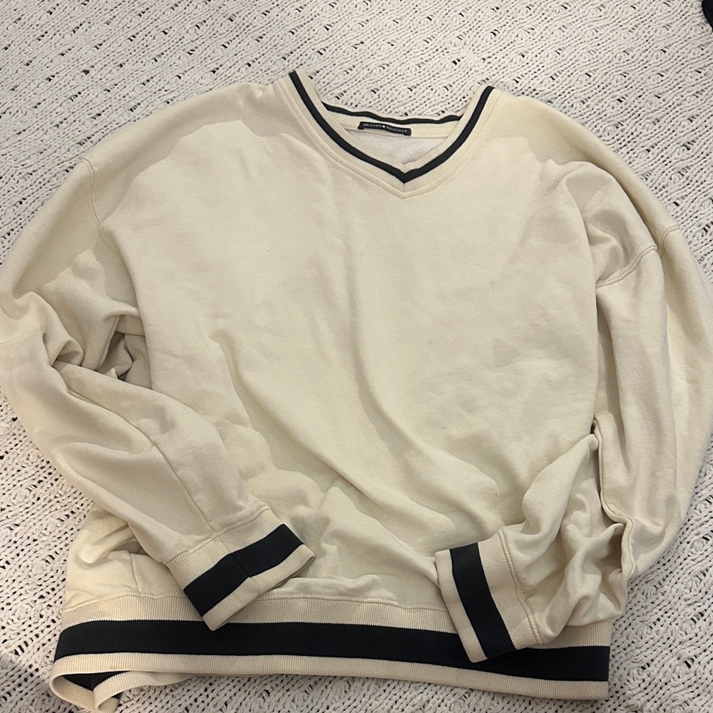 Brandy Melville Cream V-Neck Sweater